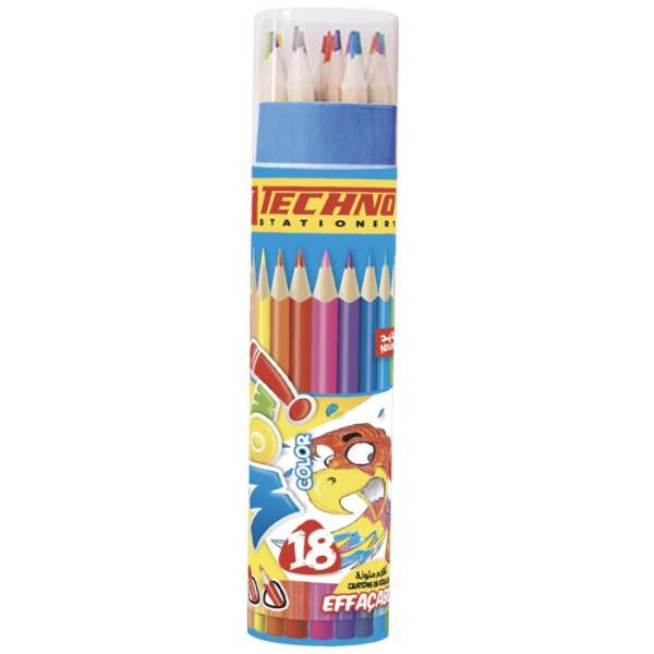 CRAYONS DE COULEURS WOW EFFAÇABLE BOITE RONDE 18 PIECES "TECHNO" REF: 5804