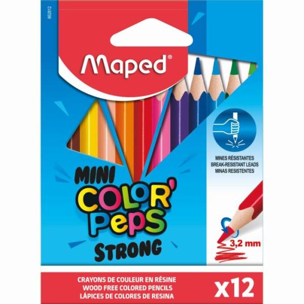 CRAYONS DE COULEURS COLORPEPS MINI STRONG X12 "MAPED" REF: 862812