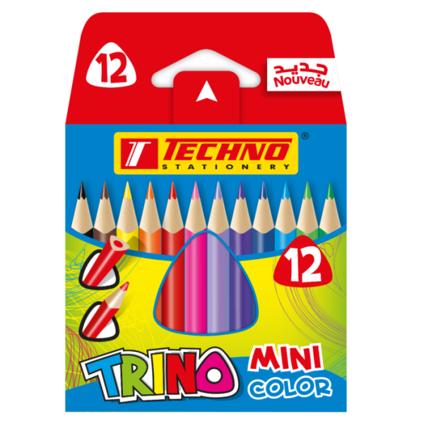 CRAYONS DE COULEURS TRINO MINI BOITE DE 12 PIECES "TECHNO" REF: 5294