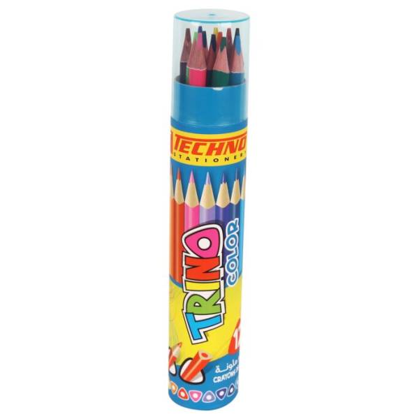 CRAYONS DE COULEURS TRINO BOITE RONDE DE 12 PIECES "TECHNO" REF: 5298