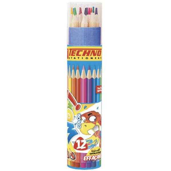 CRAYONS DE COULEURS WOW EFFAÇABLE BOITE RONDE 12 PIECES "TECHNO" REF: 5803