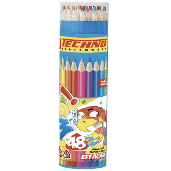 CRAYONS DE COULEURS WOW EFFAÇABLE BOITE RONDE 48 PIECES "TECHNO" REF: 5807